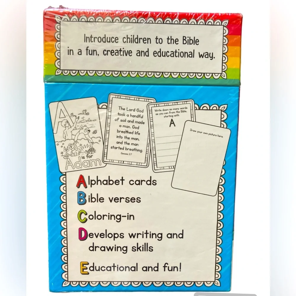 ABC Bible 52 Double Sided Coloring Cards Alphabet Fun Learning Sealed Unisex NIB